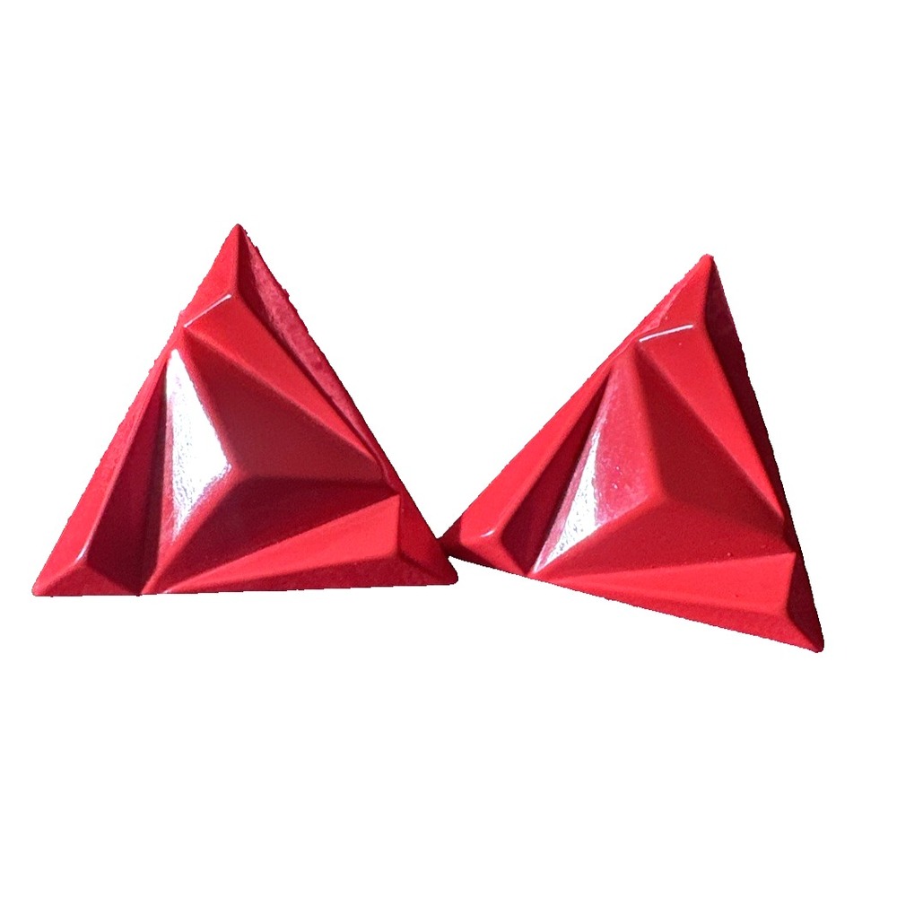 Vintage‎ 80's Red Triangular Stub Earrings GoGo's Punk Art Deco